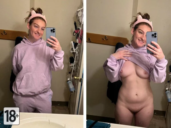 Голые селфи: откровенные фото девушек у зеркала дома